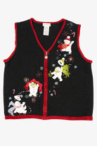 Vintage Black White Stag Snowmen Ugly Christmas Vest (1990s)