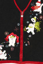 Vintage Black White Stag Snowmen Ugly Christmas Vest (1990s)