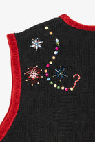Vintage Black White Stag Snowmen Ugly Christmas Vest (1990s)