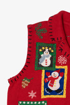 Vintage Red Designers Originals Studio Snowmen Ugly Christmas Vest (1990s)