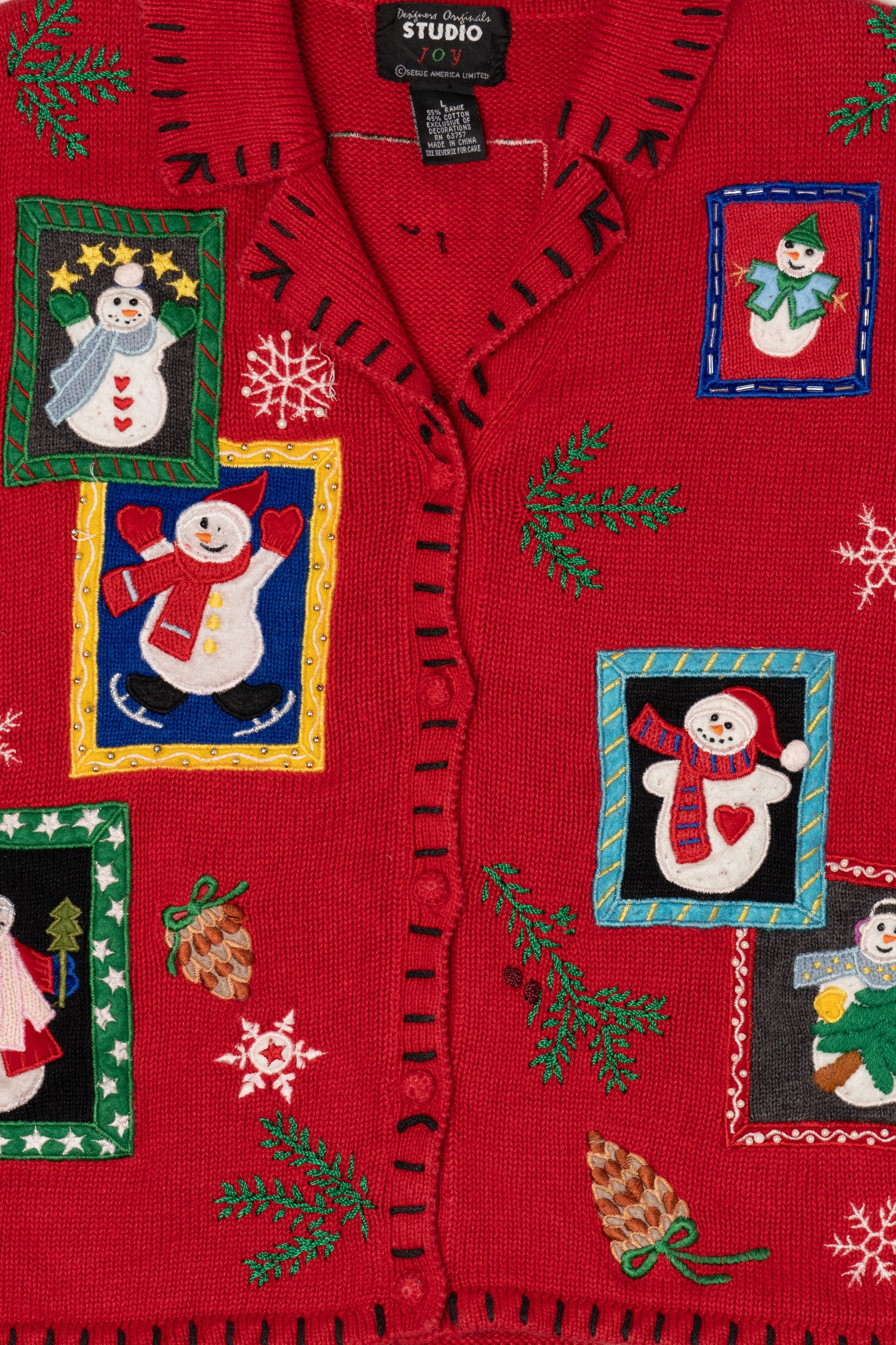 Vintage Red Designers Originals Studio Snowmen Ugly Christmas Vest (1990s)