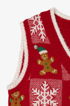 Red Major Label Group Gingerbread Pattern Ugly Christmas Vest (2010s)