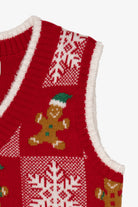 Red Major Label Group Gingerbread Pattern Ugly Christmas Vest (2010s)