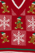 Red Major Label Group Gingerbread Pattern Ugly Christmas Vest (2010s)