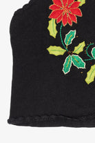 Vintage Black Designers Originals Studio Poinsettias Ugly Christmas Vest (1990s)