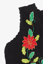 Vintage Black Designers Originals Studio Poinsettias Ugly Christmas Vest (1990s)