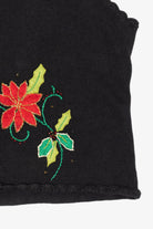 Vintage Black Designers Originals Studio Poinsettias Ugly Christmas Vest (1990s)
