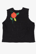 Vintage Black Designers Originals Studio Poinsettias Ugly Christmas Vest (1990s)