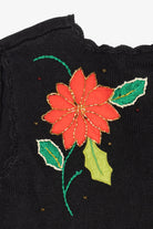 Vintage Black Designers Originals Studio Poinsettias Ugly Christmas Vest (1990s)