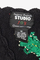 Vintage Black Designers Originals Studio Poinsettias Ugly Christmas Vest (1990s)