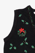 Vintage Black Victoria Jones Trees Ugly Christmas Vest (1990s)