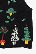 Vintage Black Victoria Jones Trees Ugly Christmas Vest (1990s)