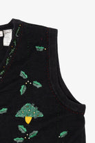 Vintage Black Victoria Jones Trees Ugly Christmas Vest (1990s)
