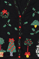 Vintage Black Victoria Jones Trees Ugly Christmas Vest (1990s)