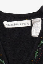 Vintage Black Victoria Jones Trees Ugly Christmas Vest (1990s)