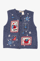 Vintage Blue Bobbie Brooks Ugly Christmas Vest (1990s)
