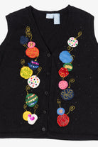 Vintage Black Holiday Editions Ornaments Ugly Christmas Vest (2000s)