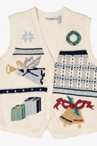 Vintage White The Villager Ugly Christmas Vest (1990s)