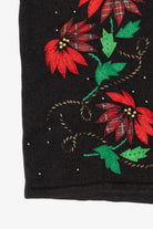 Vintage Black Bobbie Brooks Poinsettias Ugly Christmas Vest (1990s)