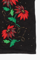 Vintage Black Bobbie Brooks Poinsettias Ugly Christmas Vest (1990s)