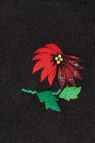 Vintage Black Bobbie Brooks Poinsettias Ugly Christmas Vest (1990s)