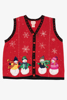 Vintage Red Basic Editions Snowmen Ugly Christmas Vest (1990s)