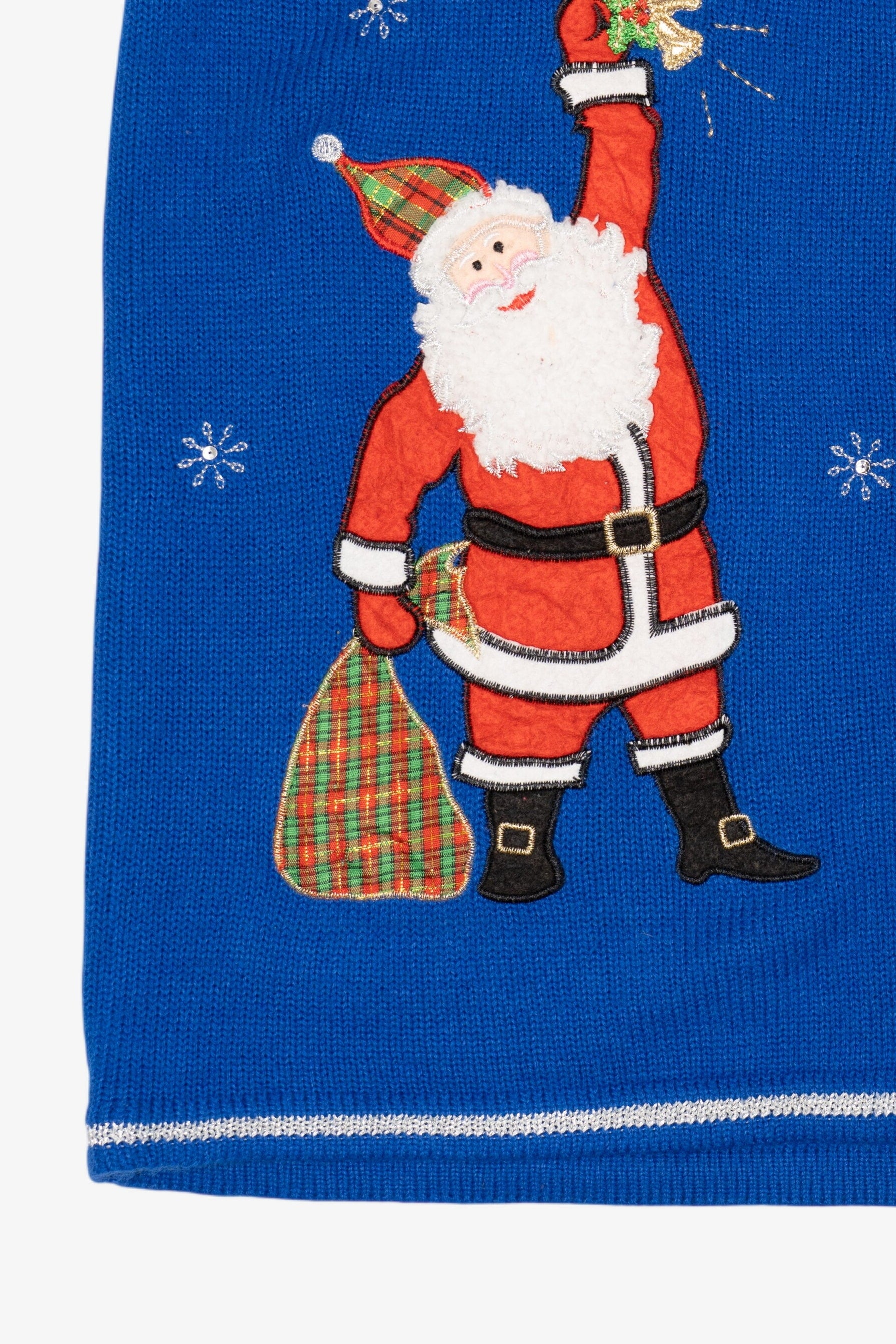 Vintage Blue Santa And Fireplace Ugly Christmas Vest (2000s)
