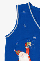 Vintage Blue Santa And Fireplace Ugly Christmas Vest (2000s)