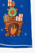 Vintage Blue Santa And Fireplace Ugly Christmas Vest (2000s)