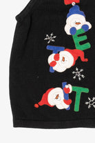 Vintage Black White Stag "Let It Snow" Snowmen Ugly Christmas Vest (1990s)