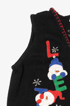 Vintage Black White Stag "Let It Snow" Snowmen Ugly Christmas Vest (1990s)