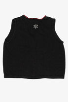Vintage Black White Stag "Let It Snow" Snowmen Ugly Christmas Vest (1990s)