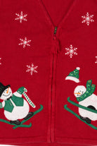 Vintage Red Bobbie Brooks Snowmen Ugly Christmas Vest (1990s)
