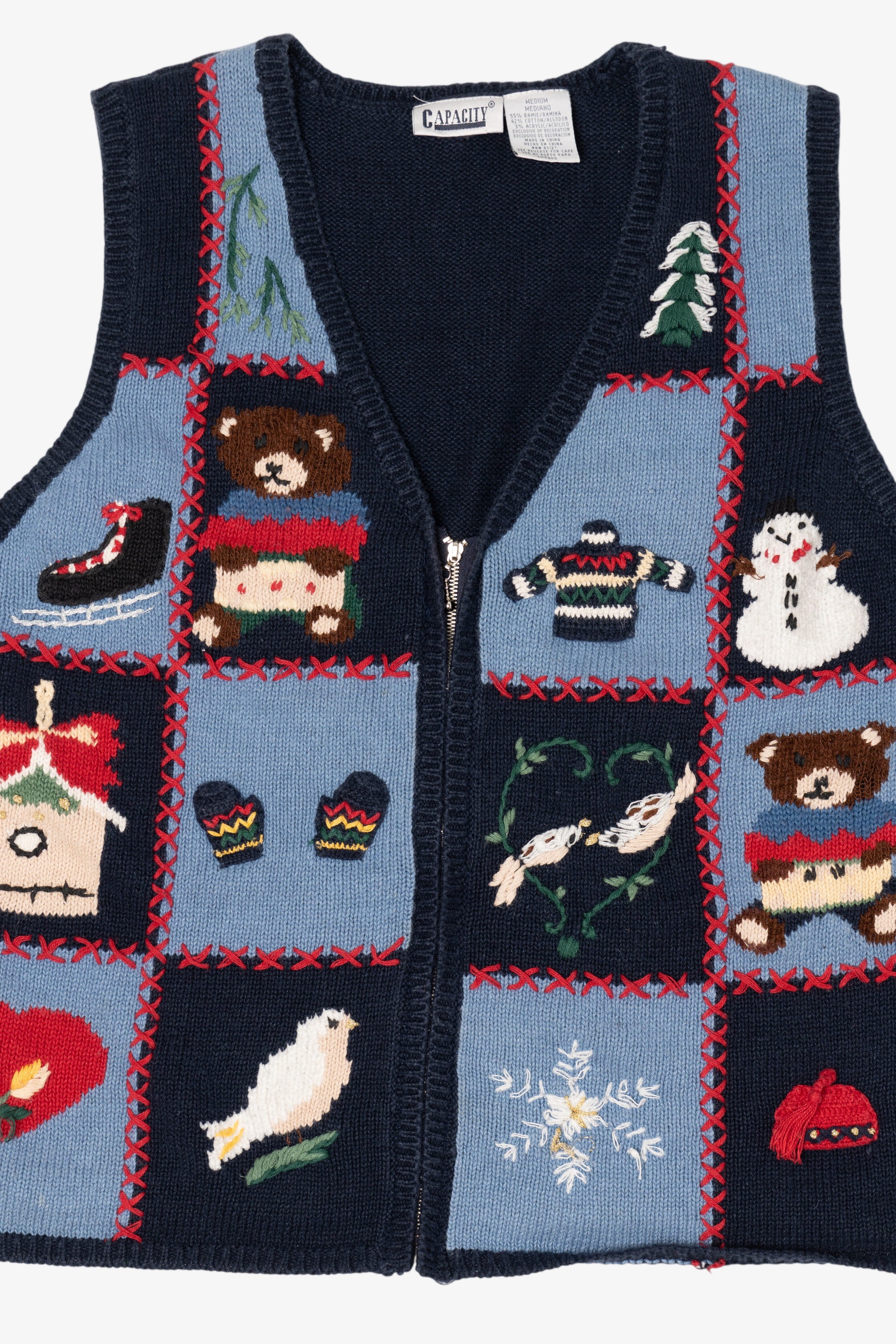 Vintage Blue Capacity Ugly Christmas Vest (1990s)