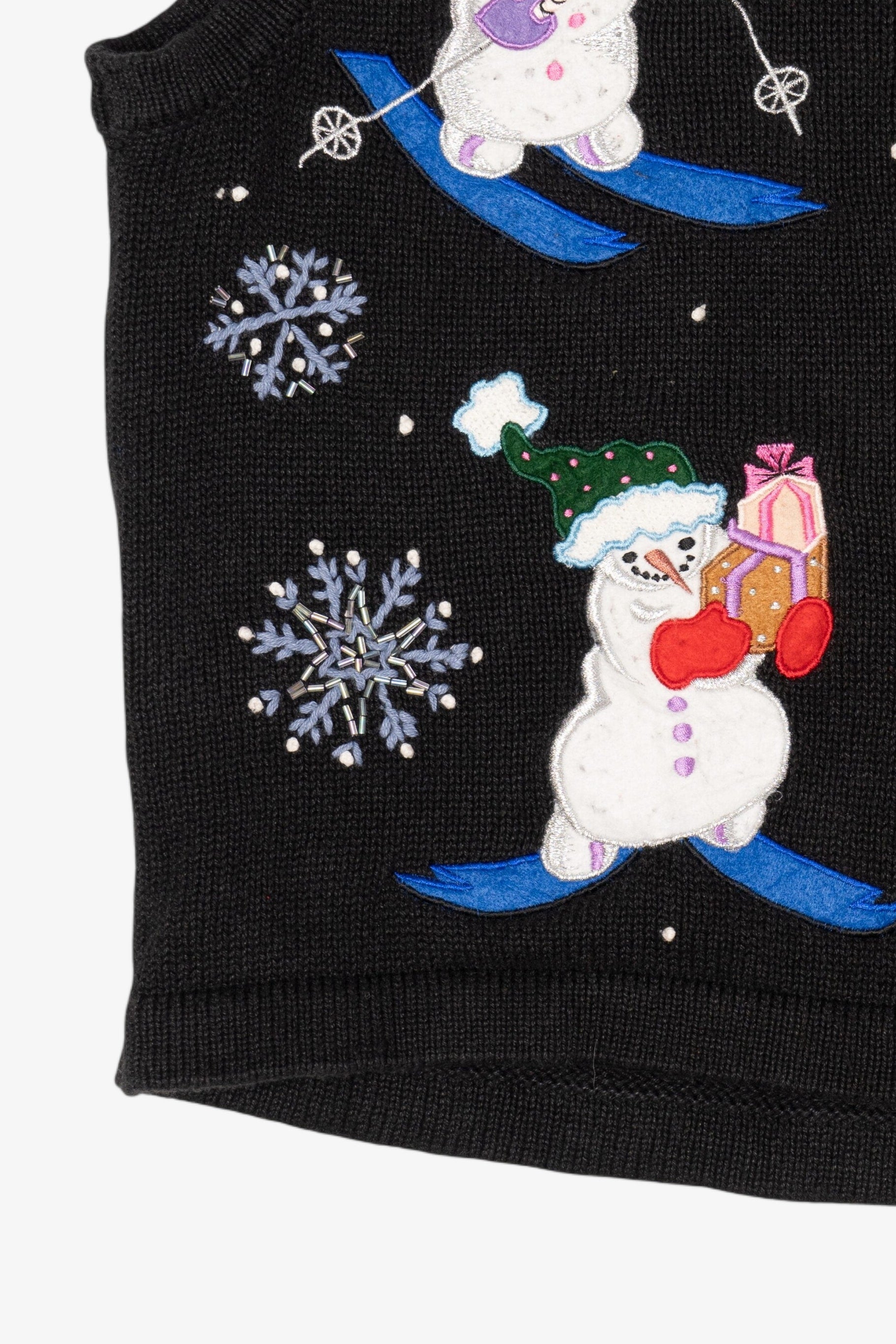 Vintage Black All Points Snowmen Ugly Christmas Vest (2000s)
