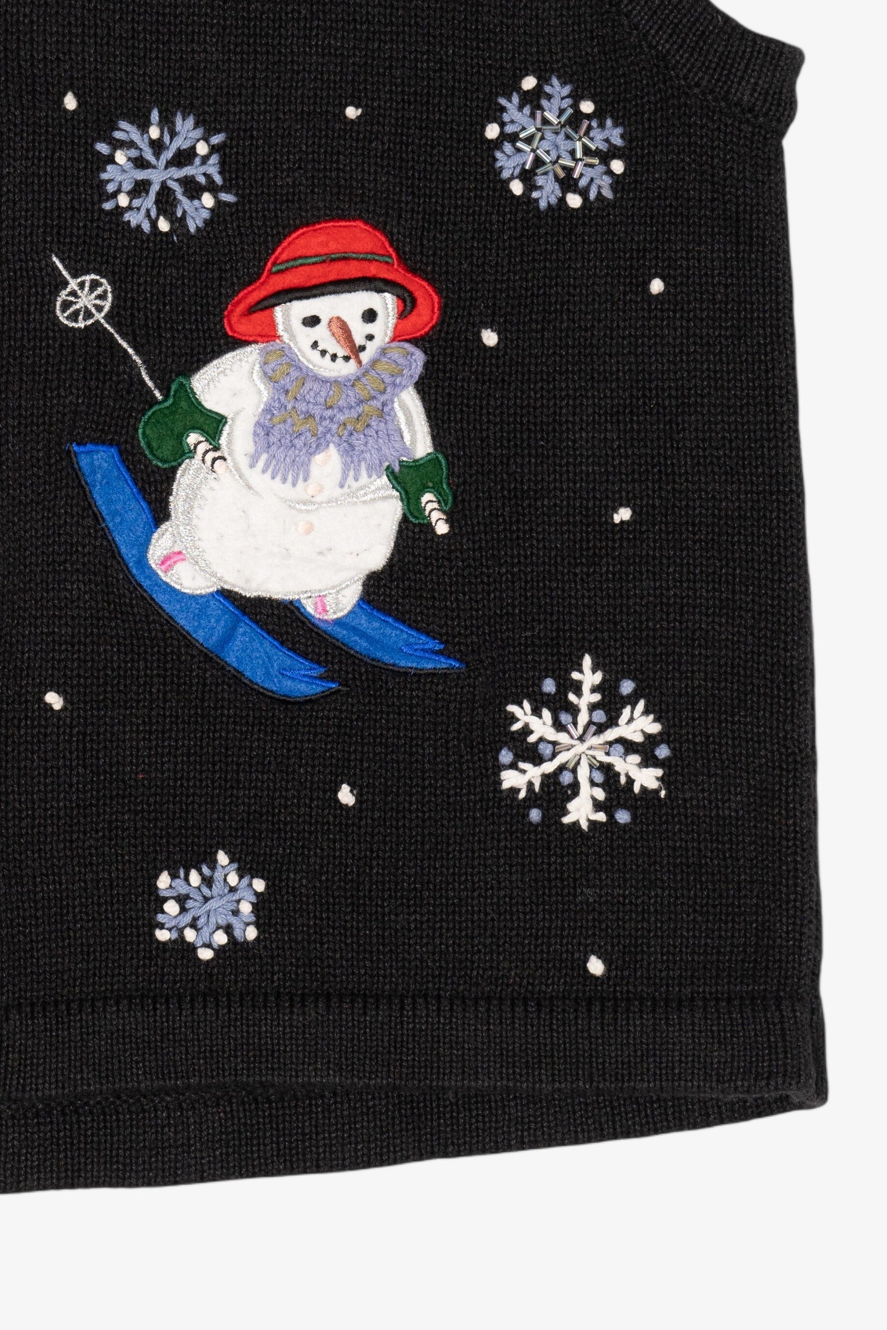 Vintage Black All Points Snowmen Ugly Christmas Vest (2000s)
