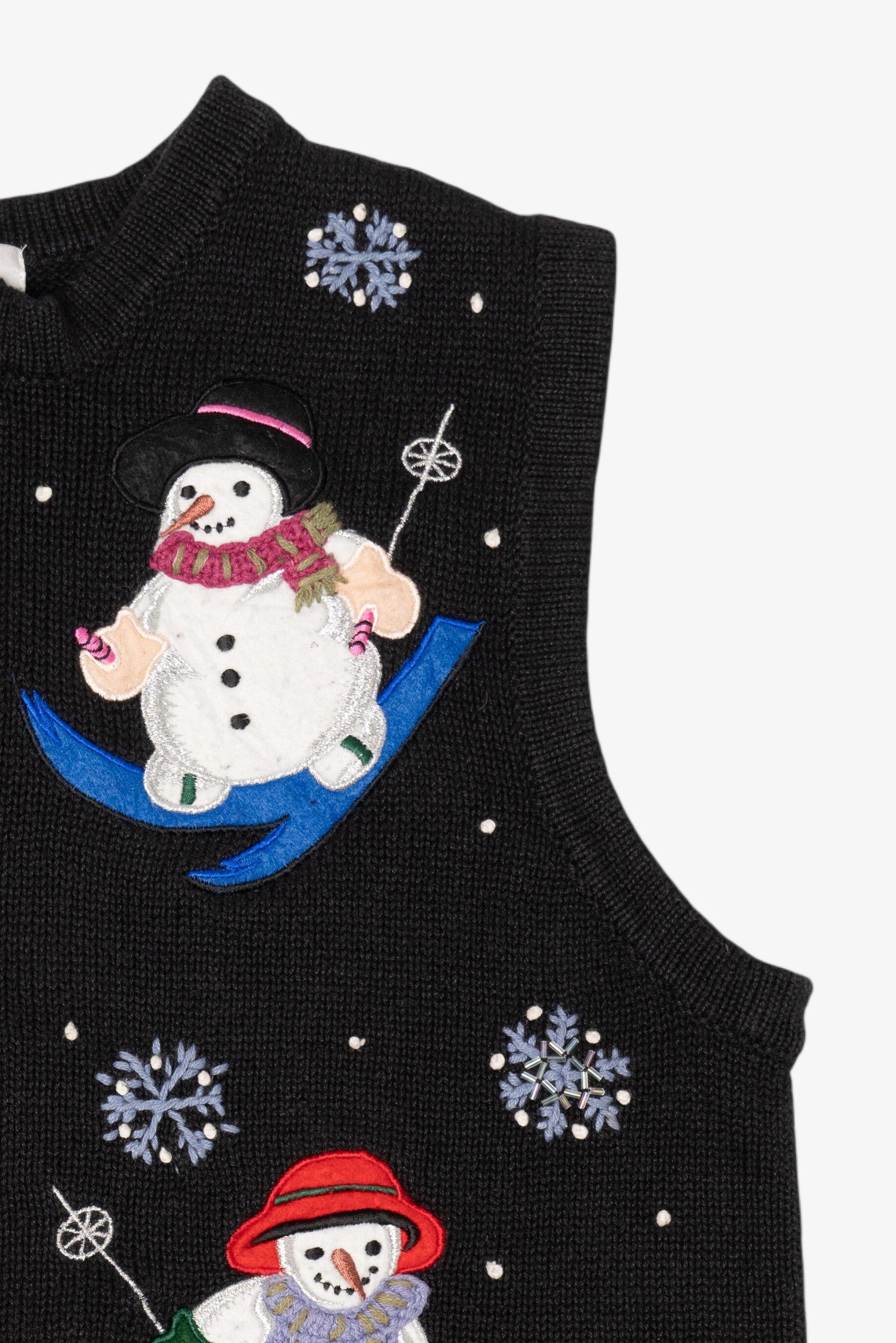 Vintage Black All Points Snowmen Ugly Christmas Vest (2000s)