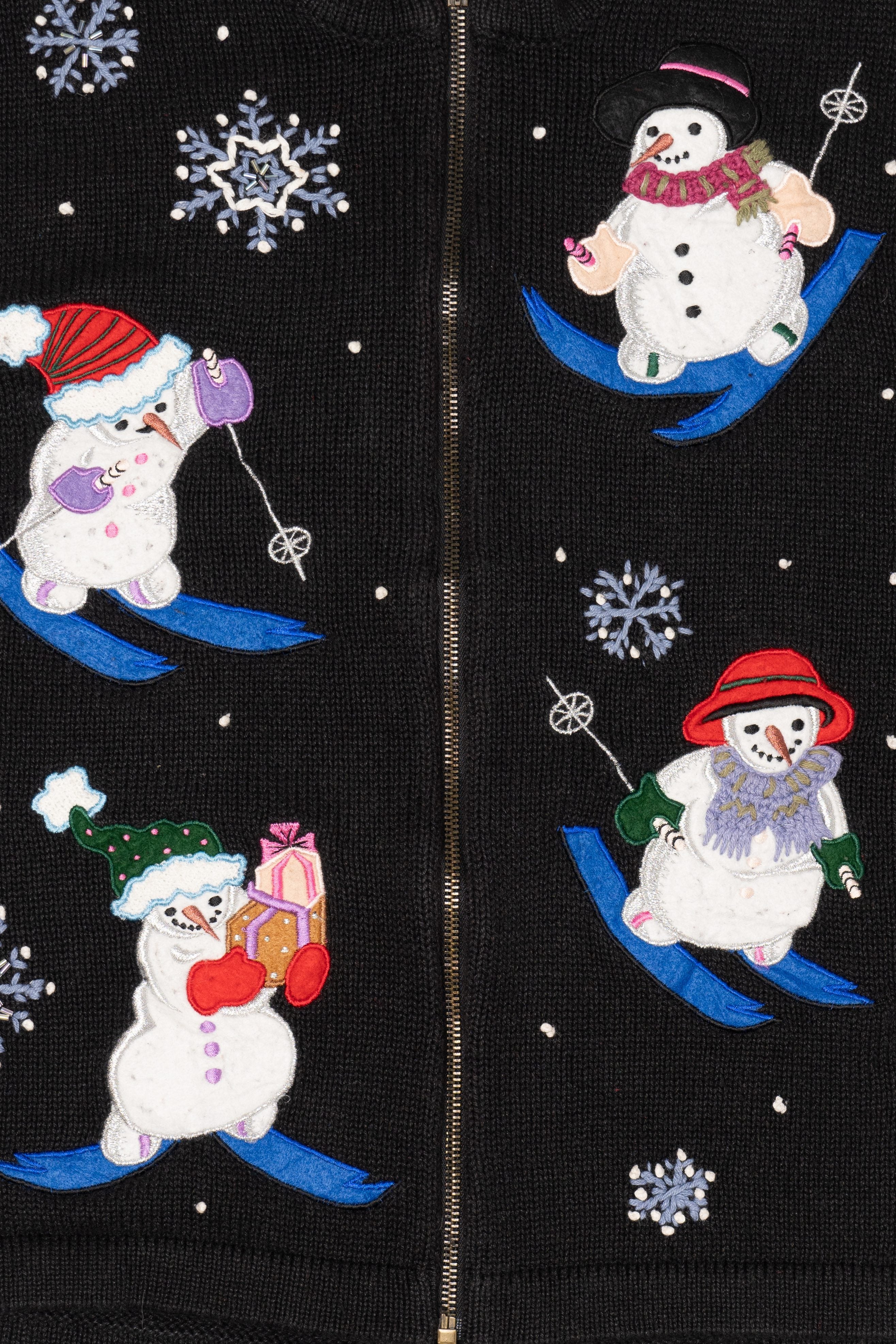 Vintage Black All Points Snowmen Ugly Christmas Vest (2000s)