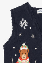 Vintage Navy Blue White Stag Teddy Bears Christmas Vest (1990s)
