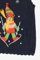 Vintage Navy Blue White Stag Teddy Bears Christmas Vest (1990s)
