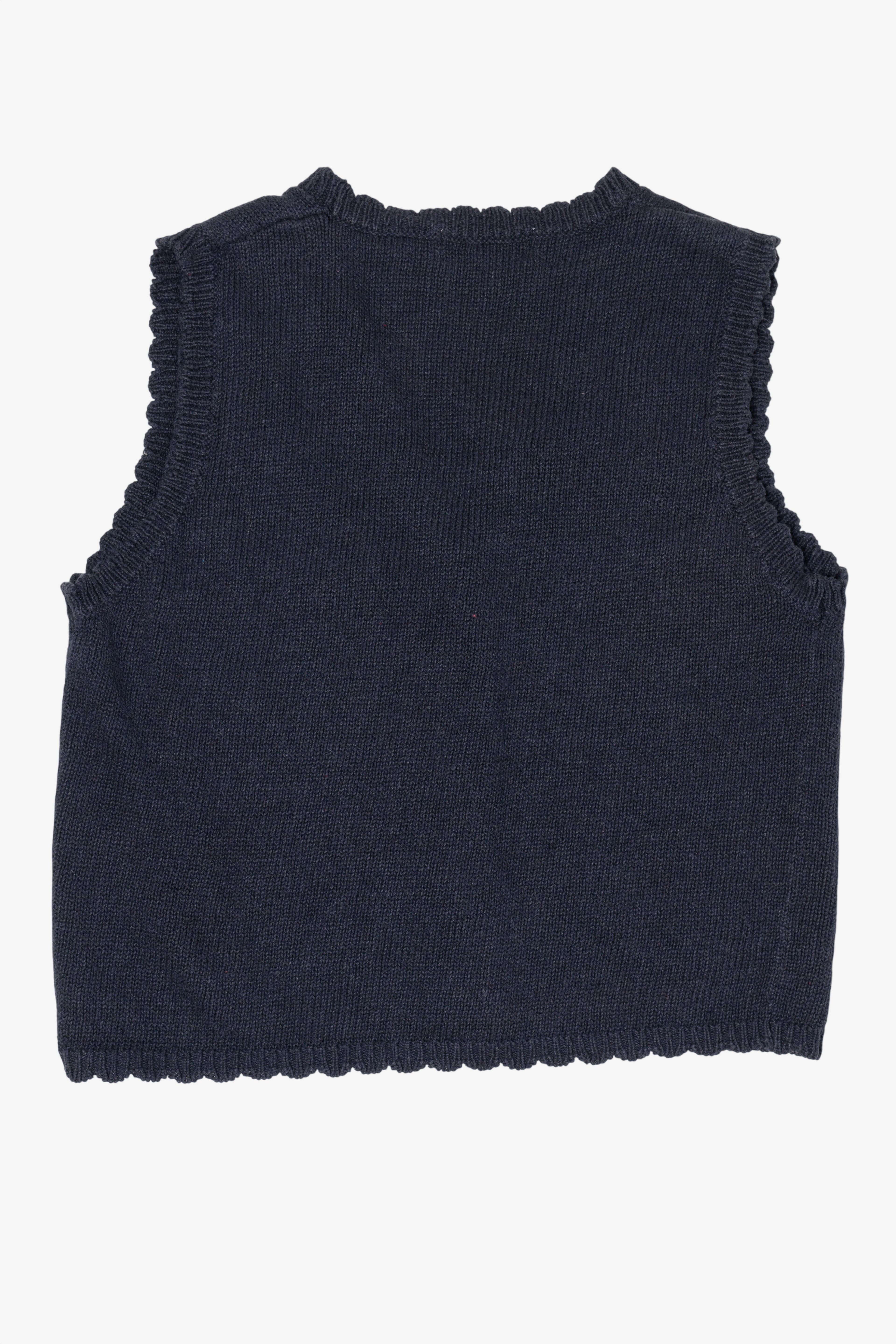 Vintage Navy Blue White Stag Teddy Bears Christmas Vest (1990s)