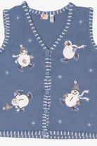 Vintage Light Blue Holiday Editions Skating Snowmen Ugly Christmas Vest (2000s)