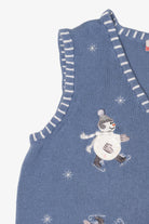 Vintage Light Blue Holiday Editions Skating Snowmen Ugly Christmas Vest (2000s)