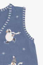 Vintage Light Blue Holiday Editions Skating Snowmen Ugly Christmas Vest (2000s)