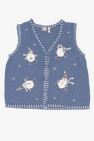 Vintage Light Blue Holiday Editions Skating Snowmen Ugly Christmas Vest (2000s)