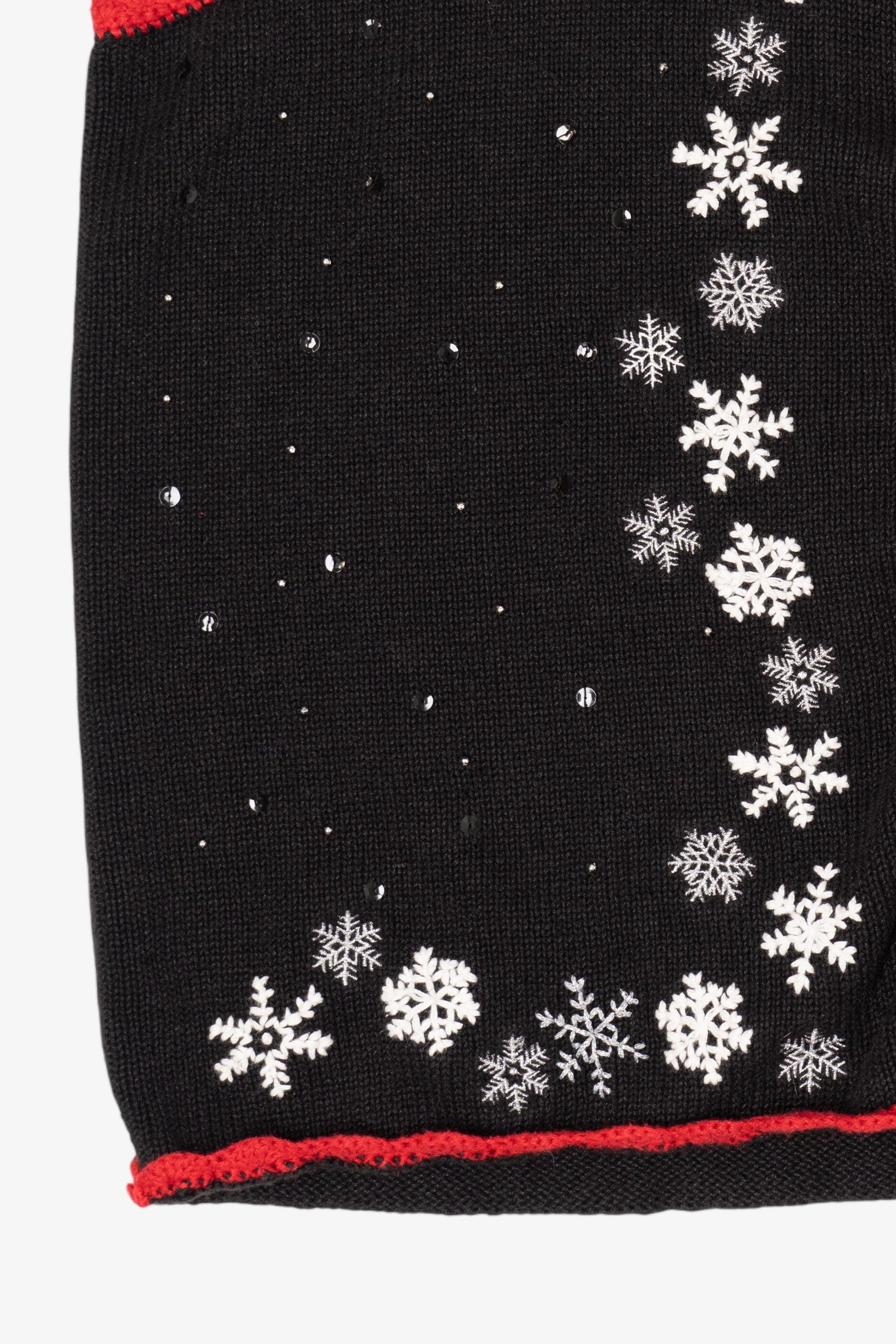 Vintage Black Basic Editions Snowflakes Ugly Christmas Vest (1990s)