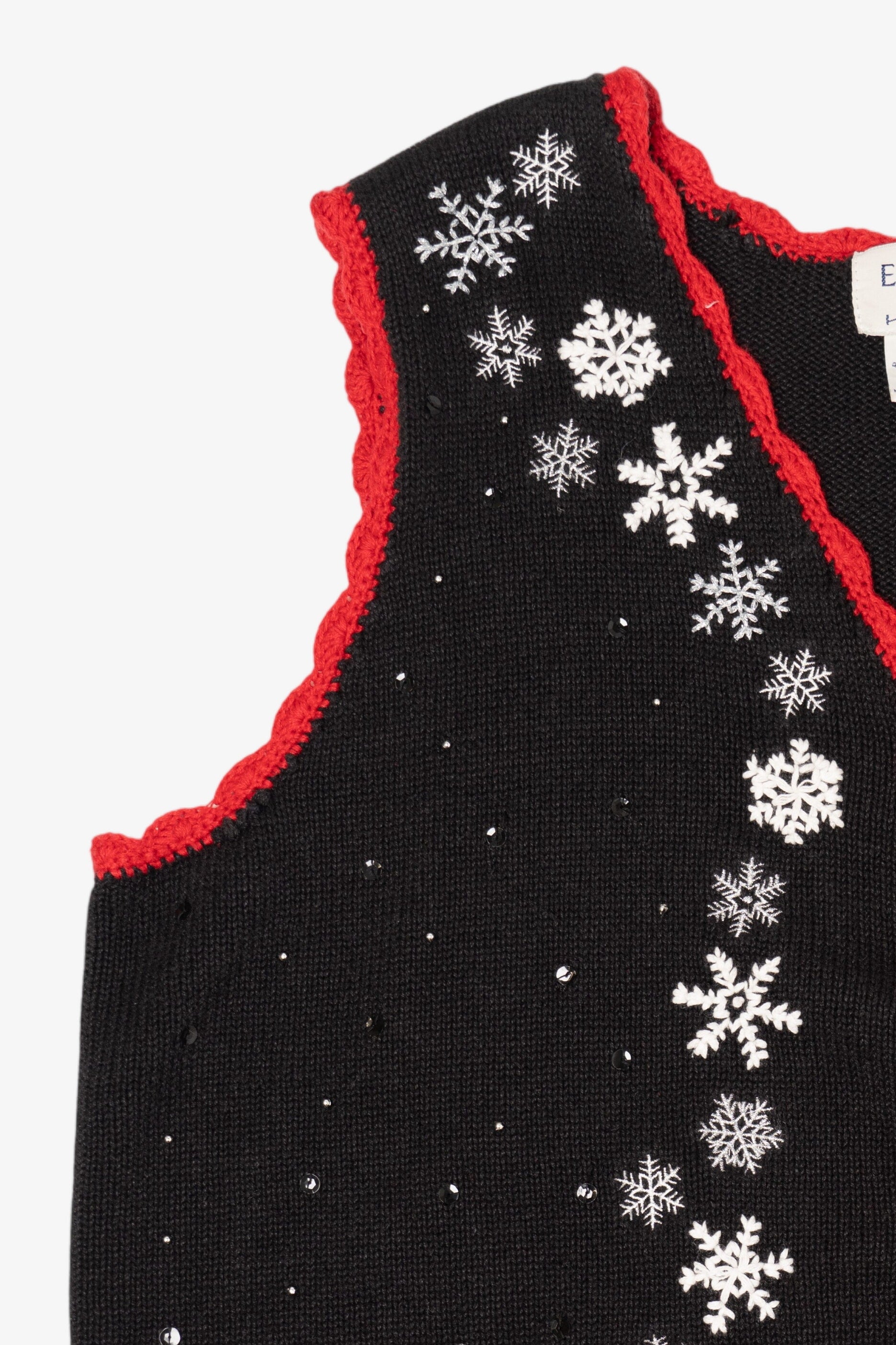 Vintage Black Basic Editions Snowflakes Ugly Christmas Vest (1990s)