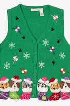 Vintage Green Kim Rogers Dogs Ugly Christmas Vest (2000s)