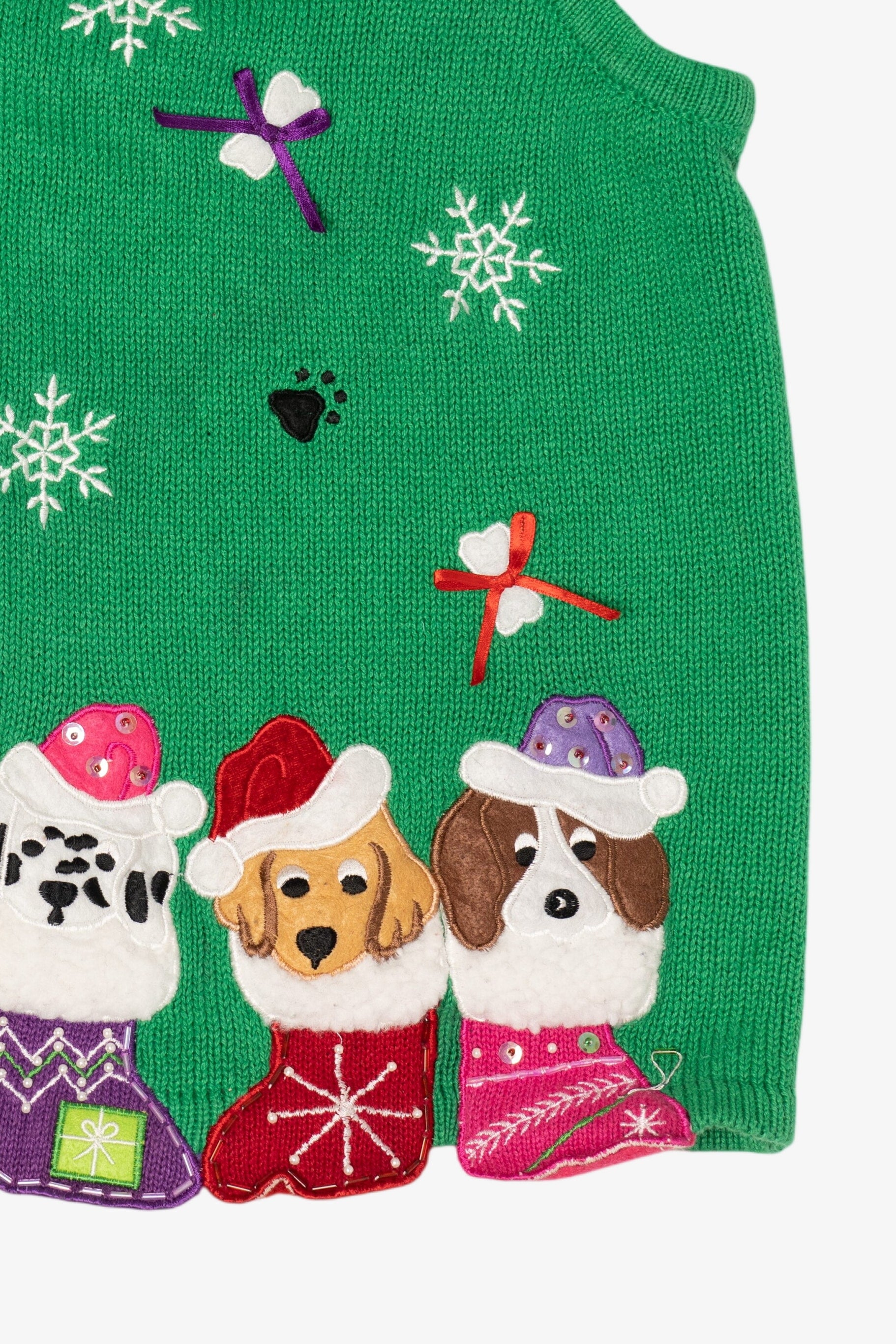 Vintage Green Kim Rogers Dogs Ugly Christmas Vest (2000s)