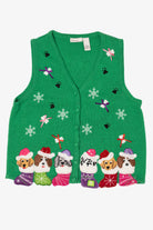 Vintage Green Kim Rogers Dogs Ugly Christmas Vest (2000s)